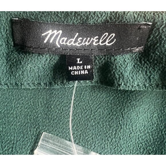 Madewell Womens Smokey Spruce V-Neck Button-Down Novel Dress Long Sleeve Large - Picture 4 of 14